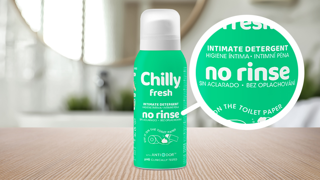 envase de gel íntimo Chilly fresh no rinse